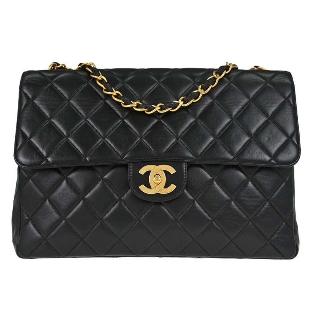Chanel Classic Single Flap Quilted Lambskin Black Leather Handbag